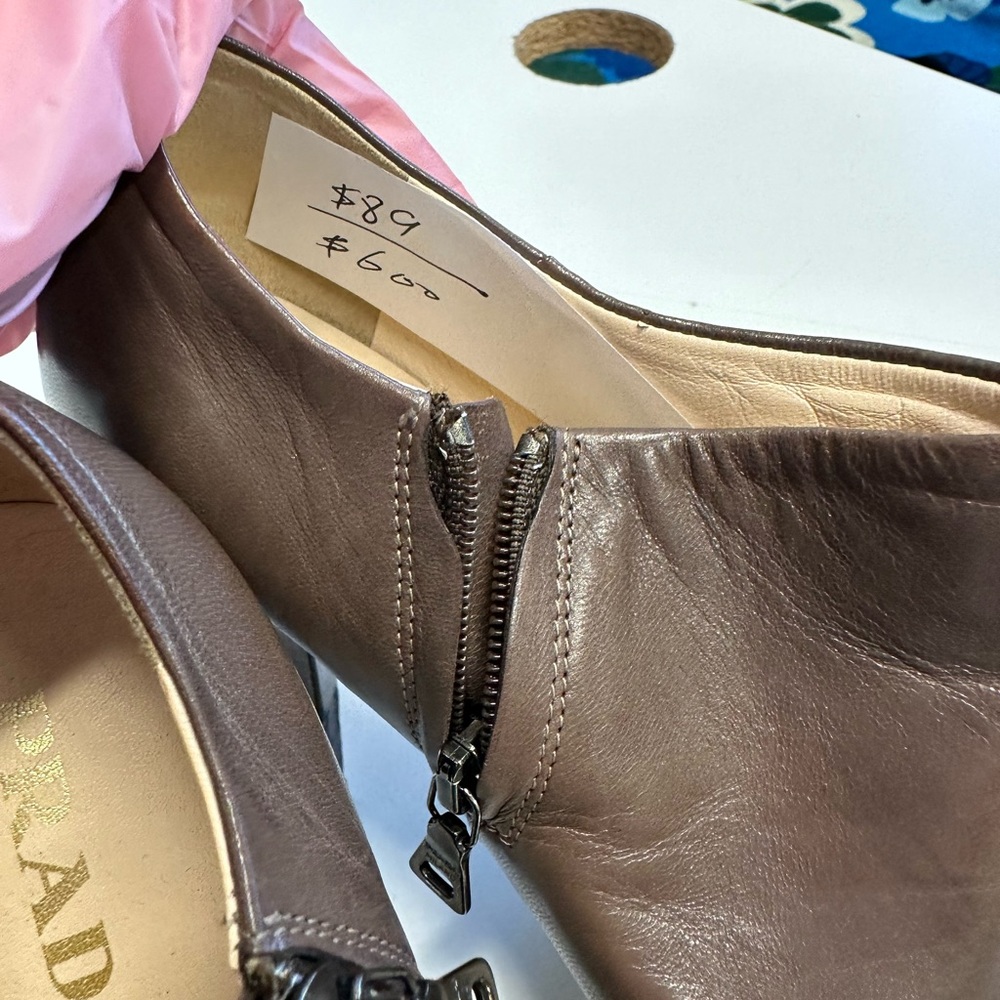 Prada Brown Ankle Booties with Sleek Pointed Toe Size 37 - Picture 7 of 8